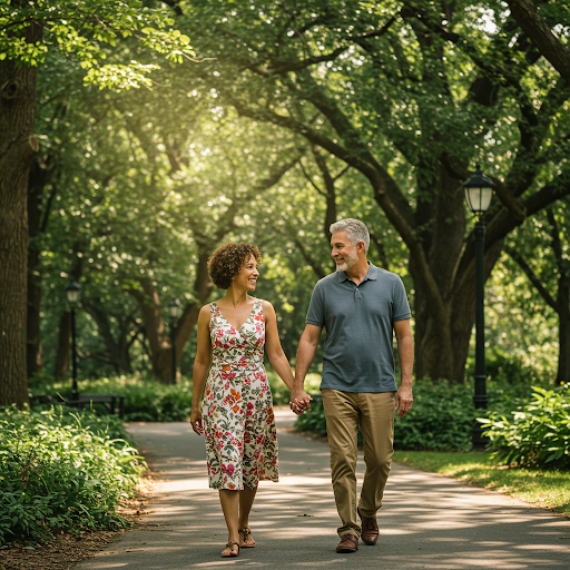 걷고 있는 부부 모습