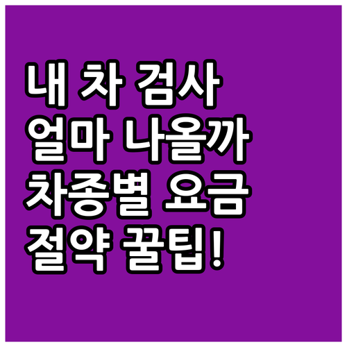 내 차 종합검사, 얼마? 차종별 수수..