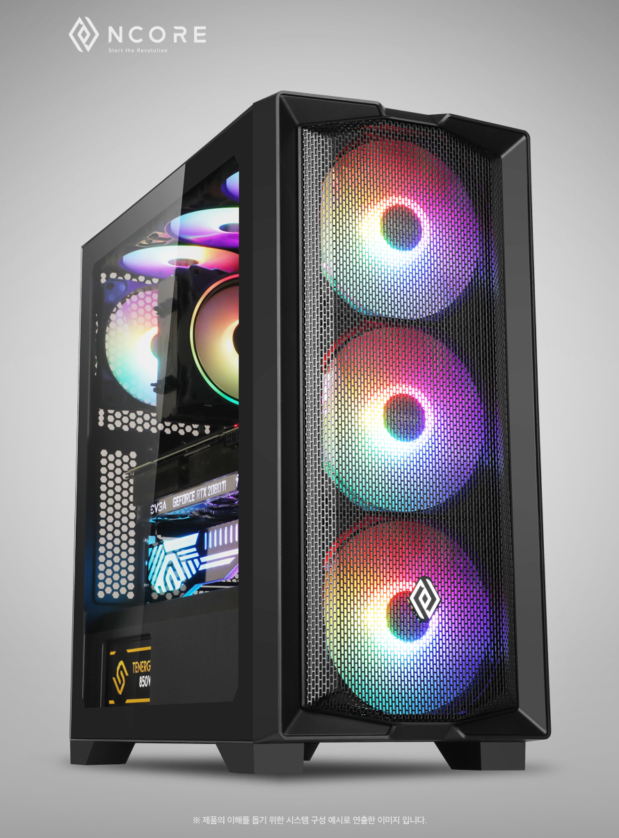 ABKO NCORE 세븐 팬 강화유리 루나 레인보우 140F