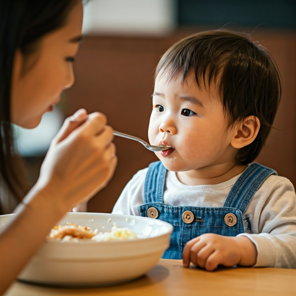 천천히 식사하는 아기 사진