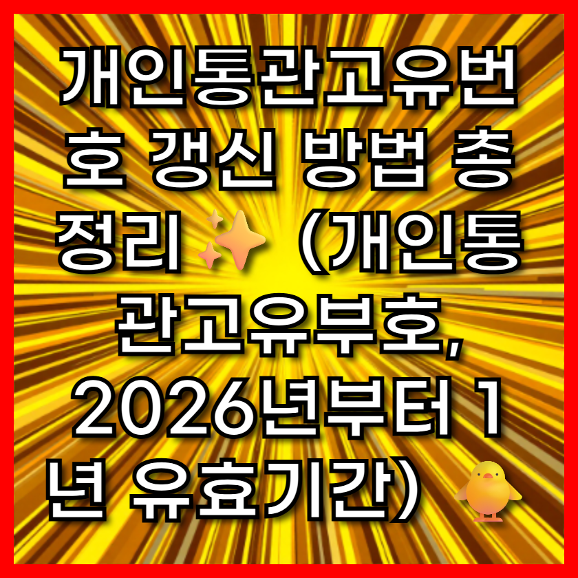 개인통관고유번호 갱신 방법 총정리✨ (개인통관고유부호, 2026년부터 1년 유효기간) 🐥