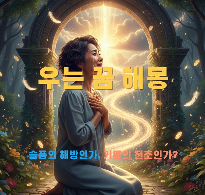 중년의 여성이 꿈속에서 우는 모습