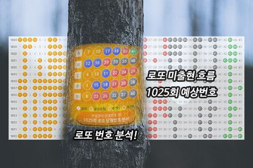 로또 5주 출현 흐름표 1025회 당첨 예상번호 확인