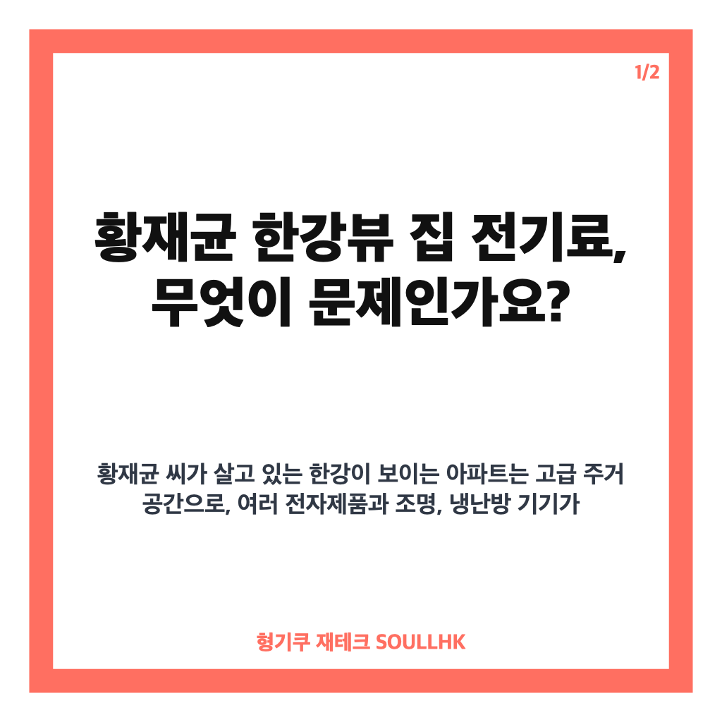 황재균 한강뷰 집 전기료 월 150만 원, 부담에 사용 중단한 사연 카드뉴스 1