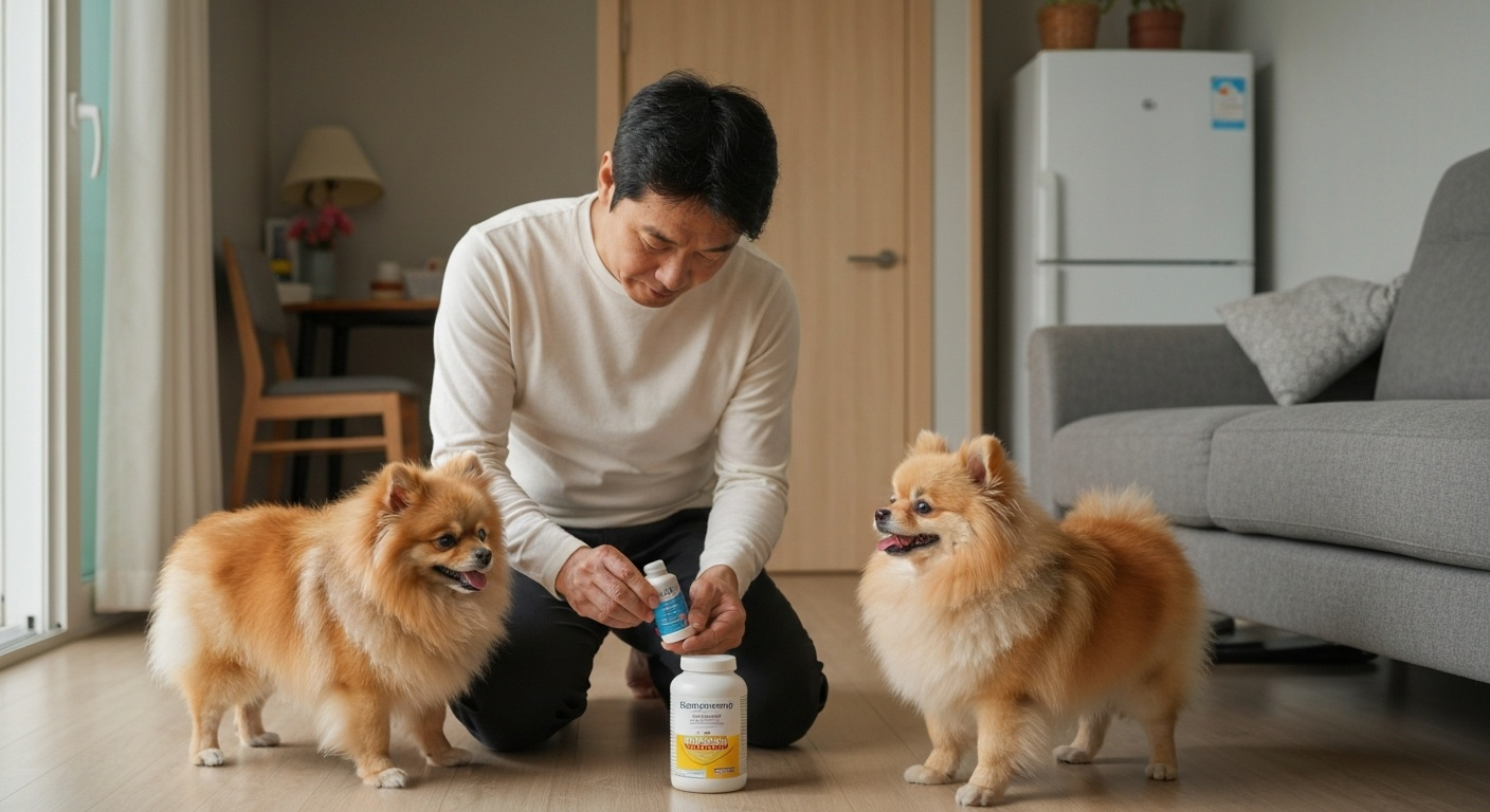 포메라니안 오메가3 급여 모습