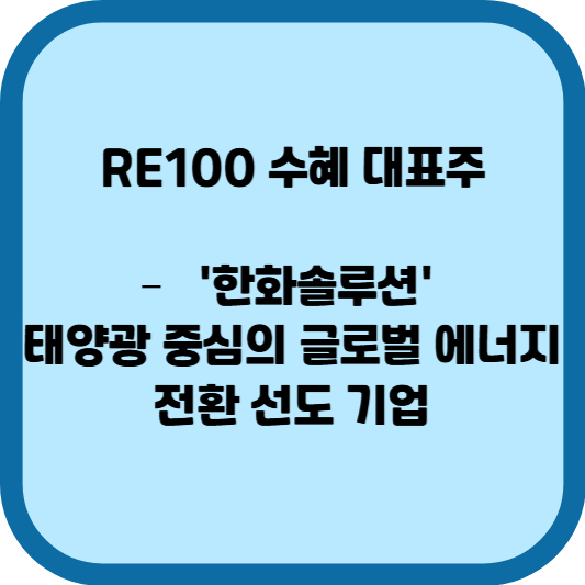 RE100 수혜 대표주 '한화솔루션'