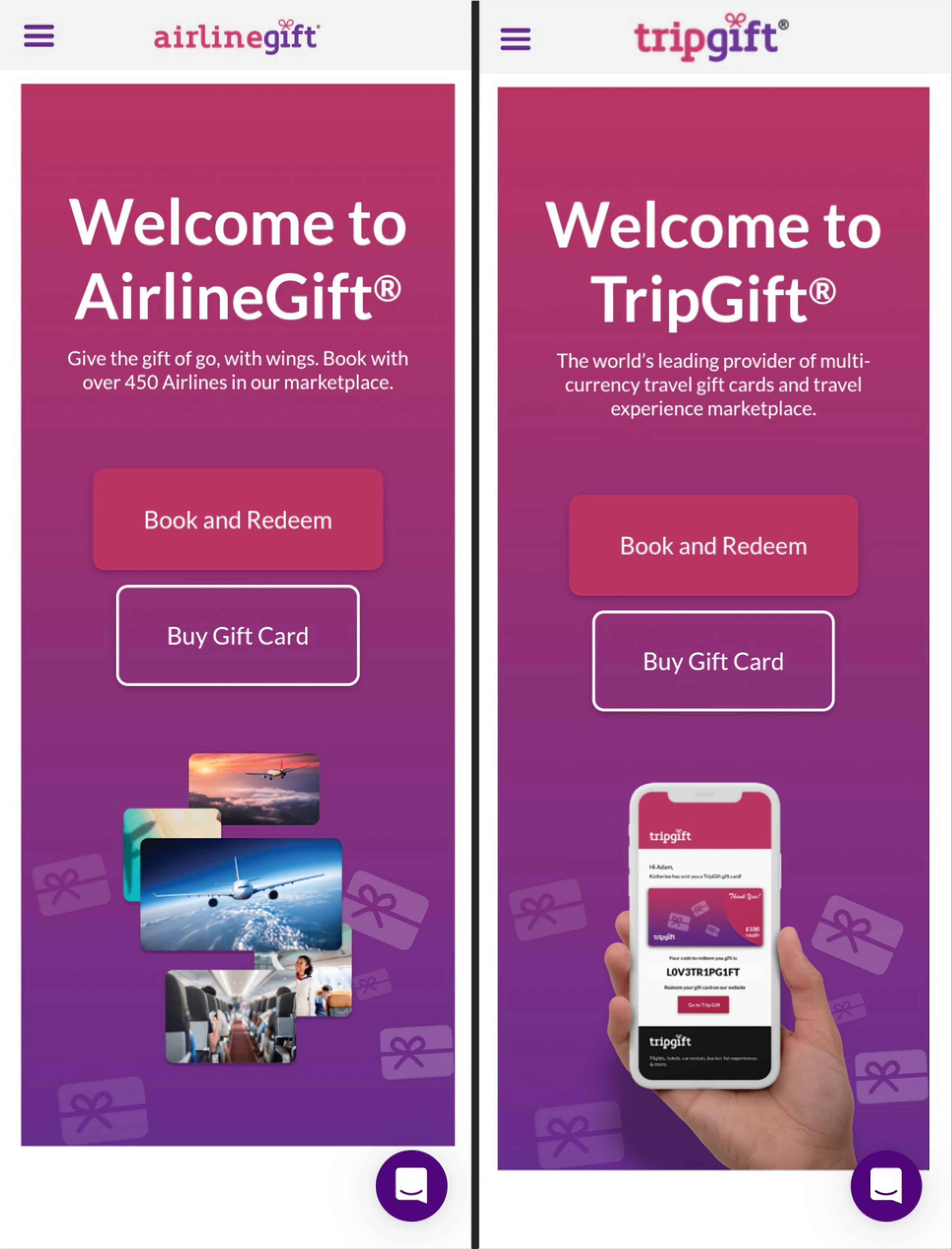 에어라인 기프트 및 트립 기프트 홈페이지