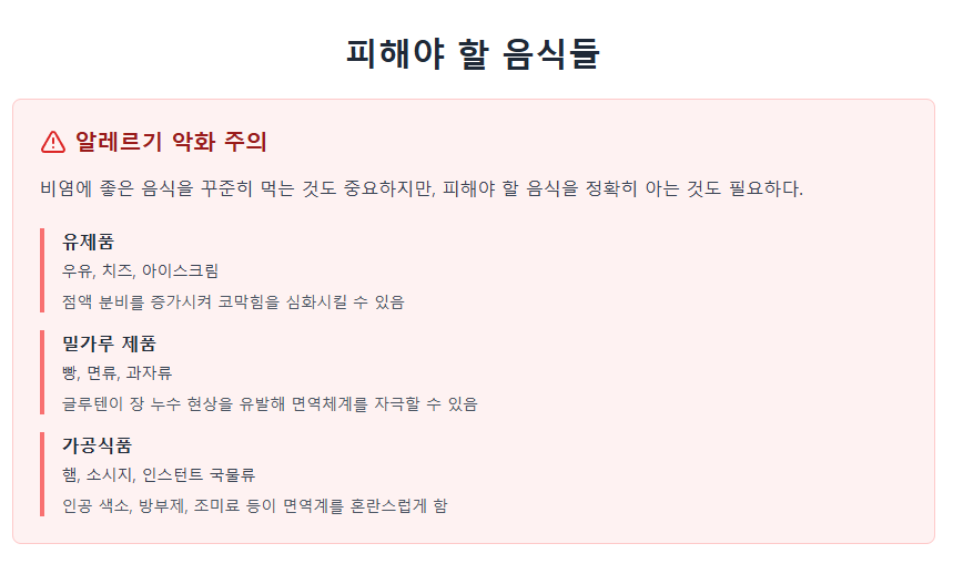 피해야 할 음식
