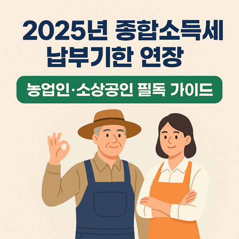 2025년 종합소득세 납부기한 연장: 농업인·소상공인 필독 가이드