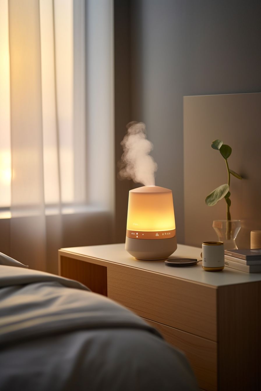 책상위에 올려둔 가습기