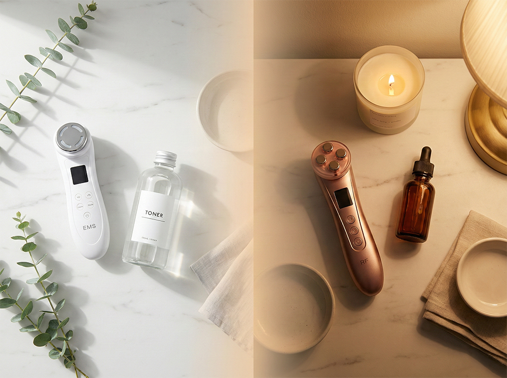 홈케어루틴, 아침홈케어, 밤홈케어, EMS, RF기기, 뷰티디바이스, 시간대별루틴