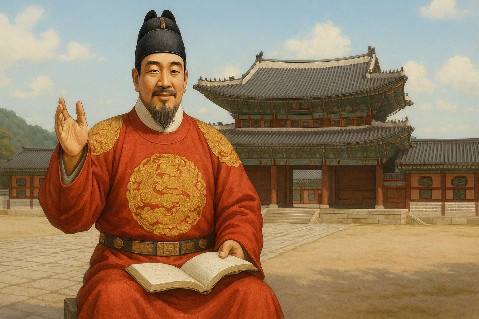 경복궁을 배경으로 한 세종대왕