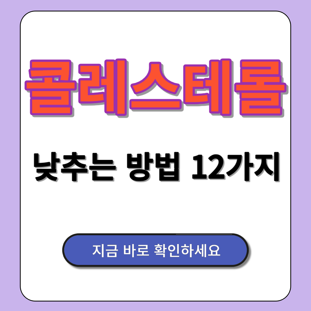 콜레스테롤 낮추는 방법 12가지
