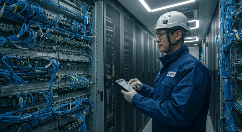 초고속정보통신건물인증 건물을 점검하고 있는 모습