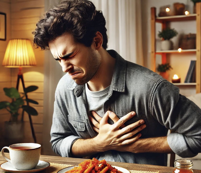 속쓰림으로 고통받는 남성