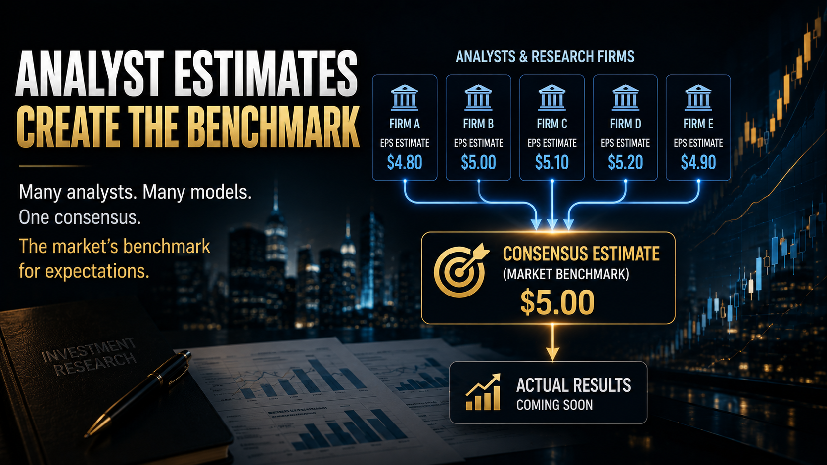 Wall Street analyst EPS estimates combined to create a market consensus earnings benchmark.