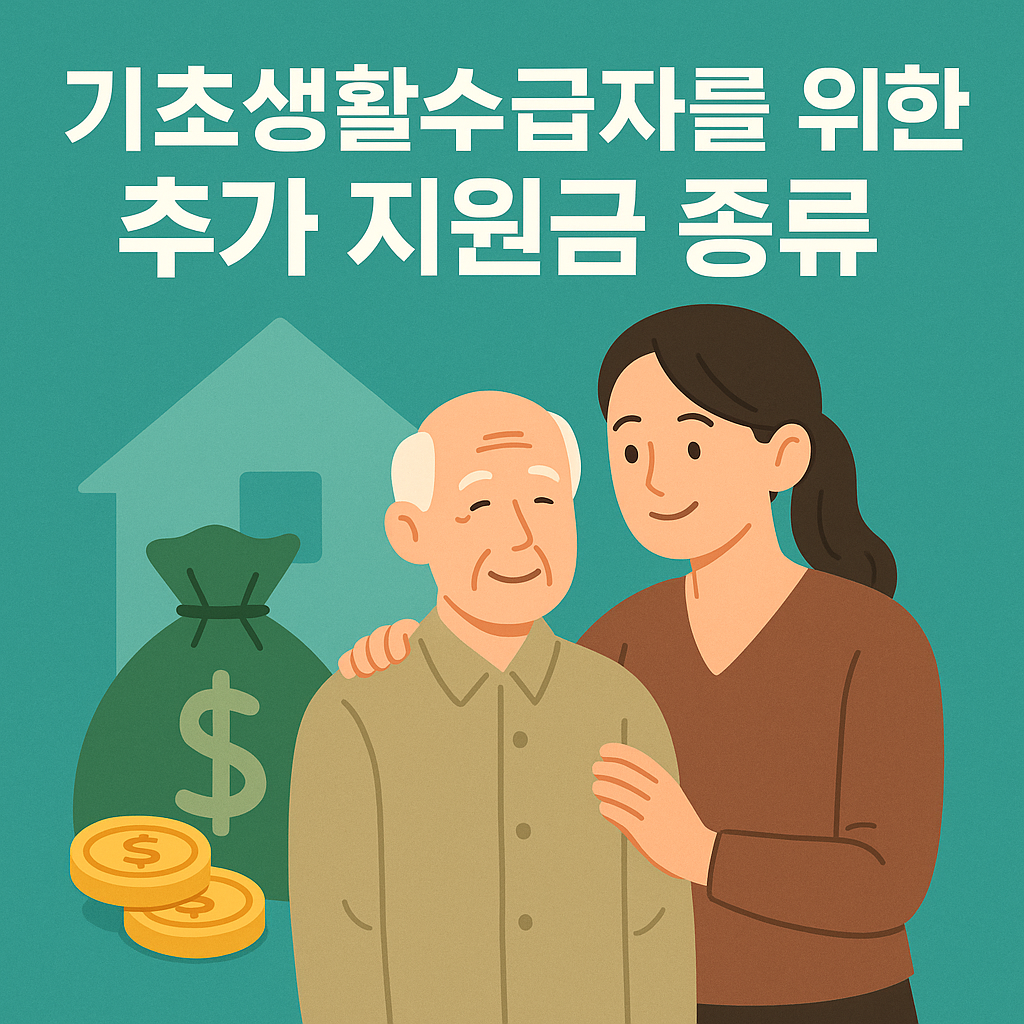 기초생활수급자 추가 지원금 종류 포스터 이미지