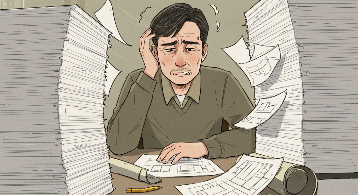 완벽을 위해 끝없이 고민하는 사람의 모습