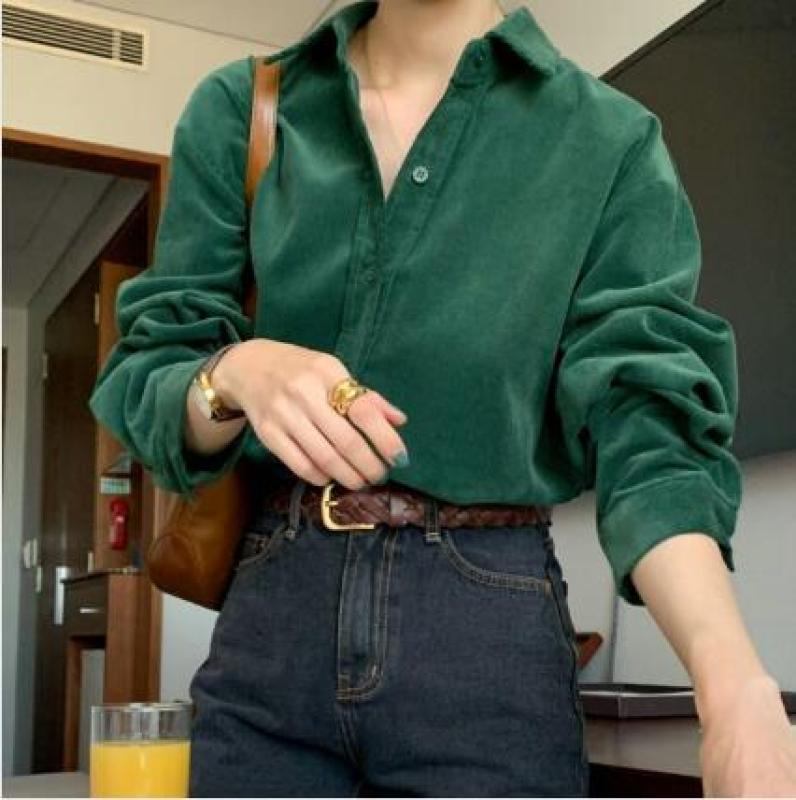 그린 골덴 남방 코듀로이 셔츠 크림