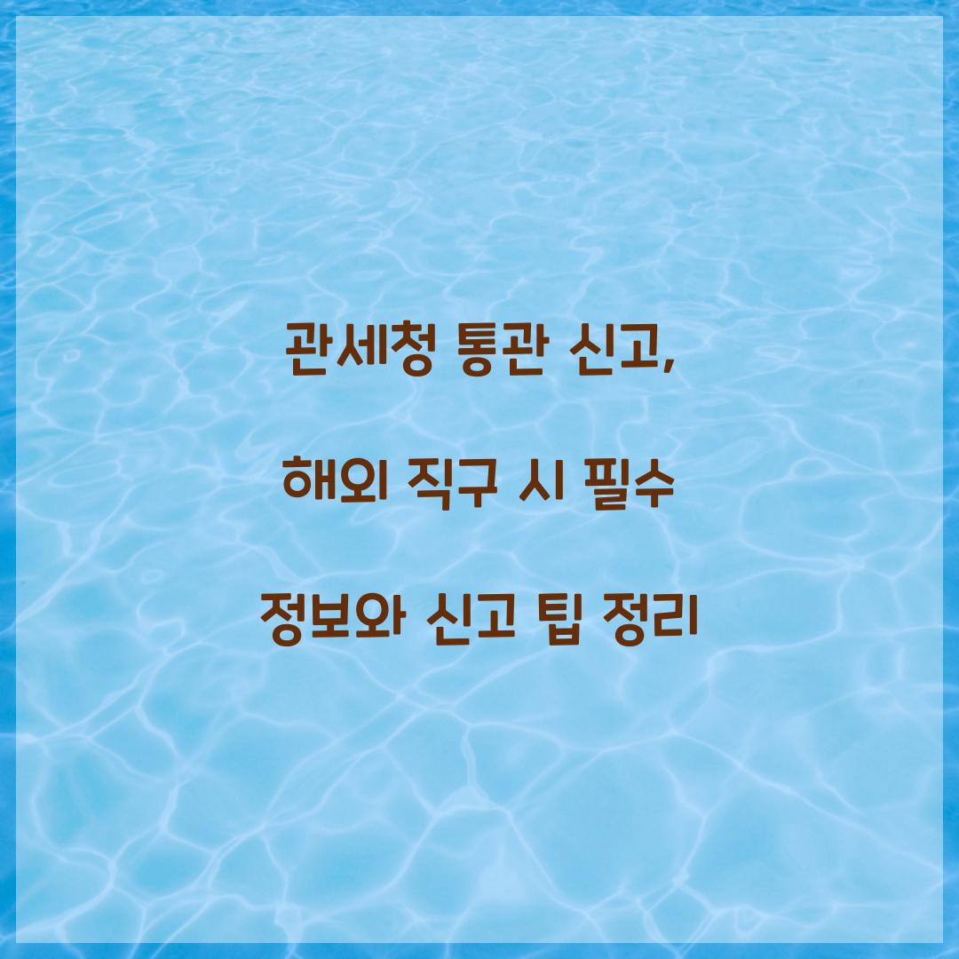 관세청 통관 신고