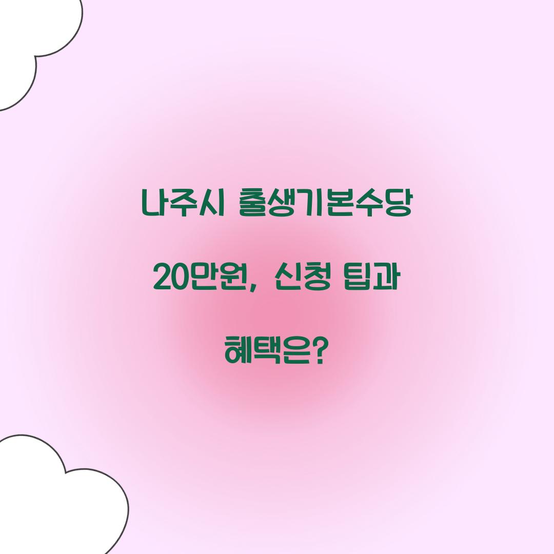 나주시 출생기본수당 20만원