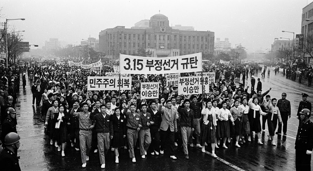 4.19혁명에 참여한 공로자들의 모습