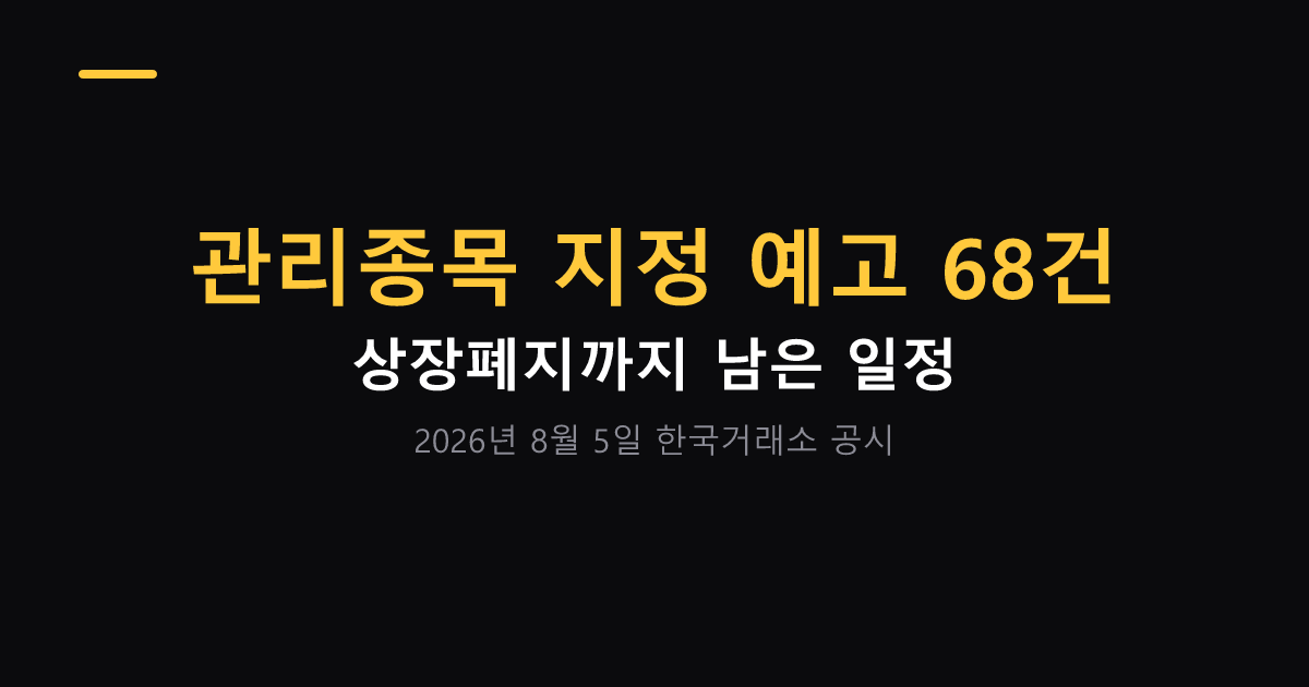 관리종목 지정 예고 68건 상장폐지 일정 대표 이미지