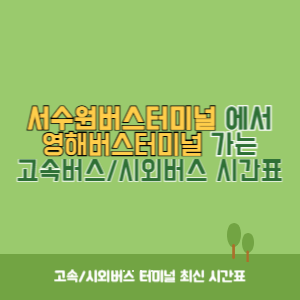 서수원버스터미널에서 영해버스터미널 가는 시외버스 시간표 최신정보