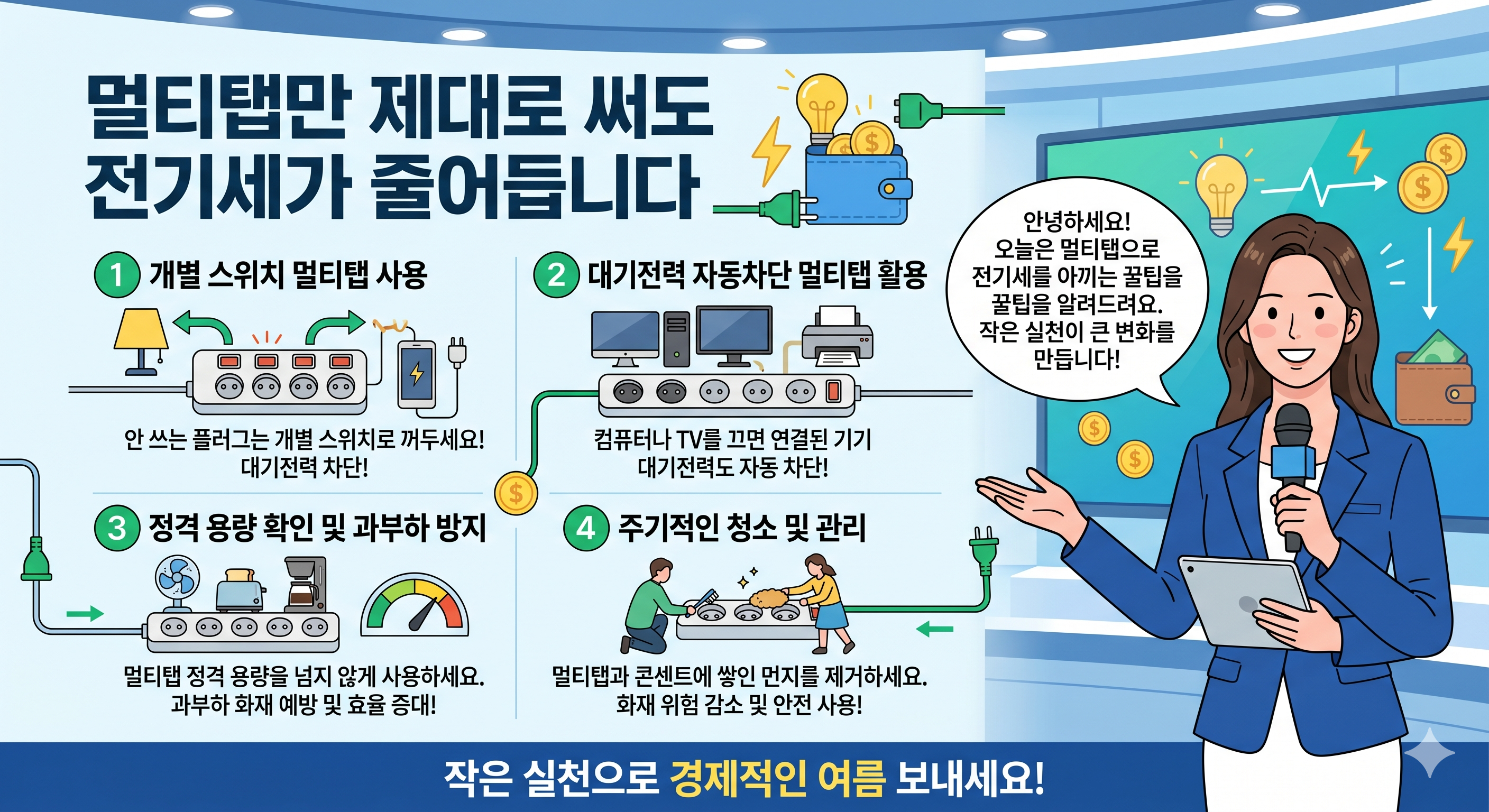 멀티탭만 제대로 써도 전기세가 줄어듭니다