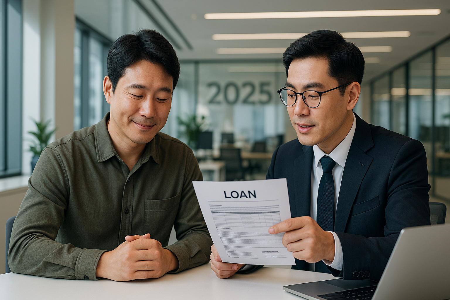 재무 상담사와 대출 서류 검토