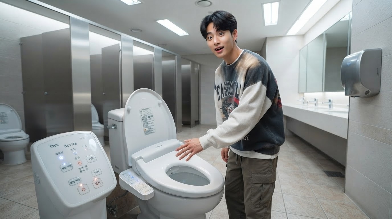 You walk into a public restroom