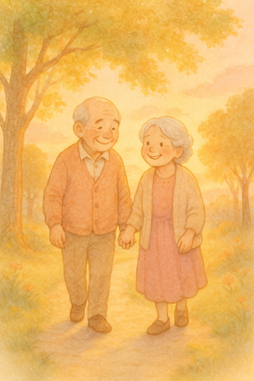 기초연금 인상과 실버일자리 확대에 행복한 노부부의 그림