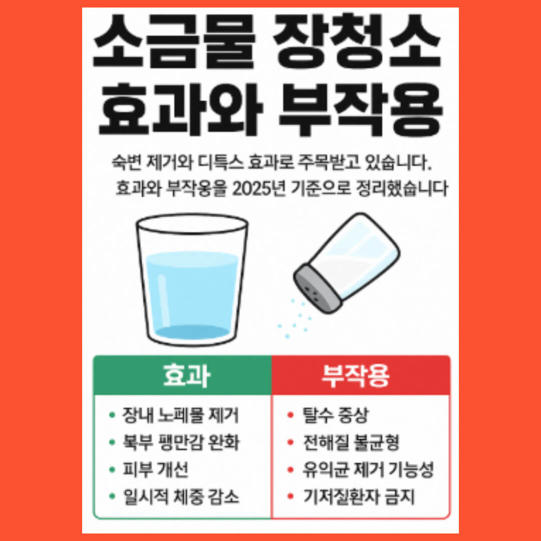 소금물 장청소 효과와 부작용에 대한 사진