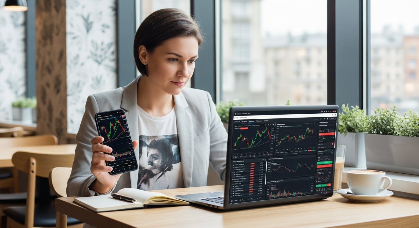 MZ세대를 상징하는 젊은 투자자가 노트북으로 MTS를 보며 투자 포트폴리오를 짜는 모습