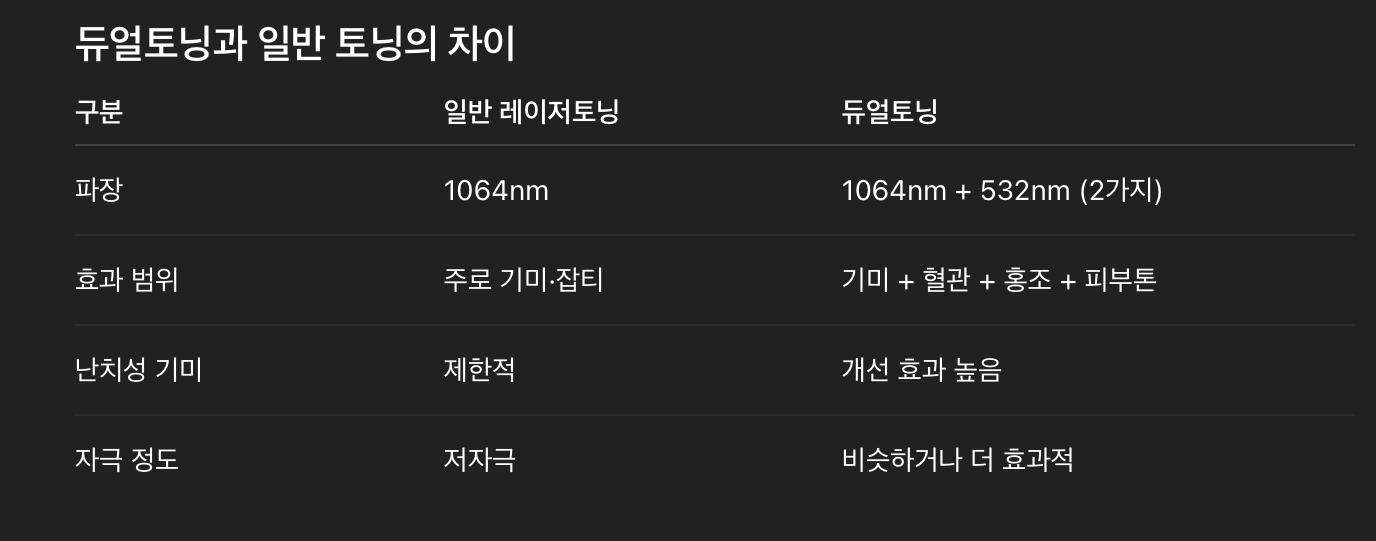 듀얼토닝과 일반토닝의 차이