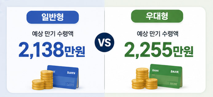 청년미래적금 일반형 우대형 수령액 비교
