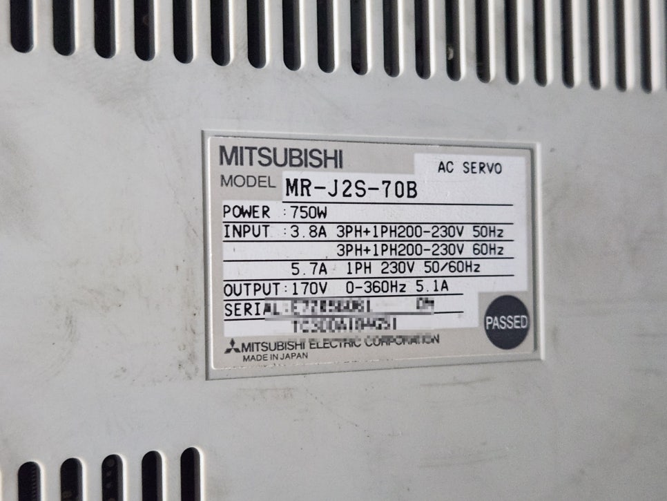 미쓰비시(MITSUBISHI) 서보드라이버 MR-J2S-70B 알람 발생, 에러코드 E17 수리 전