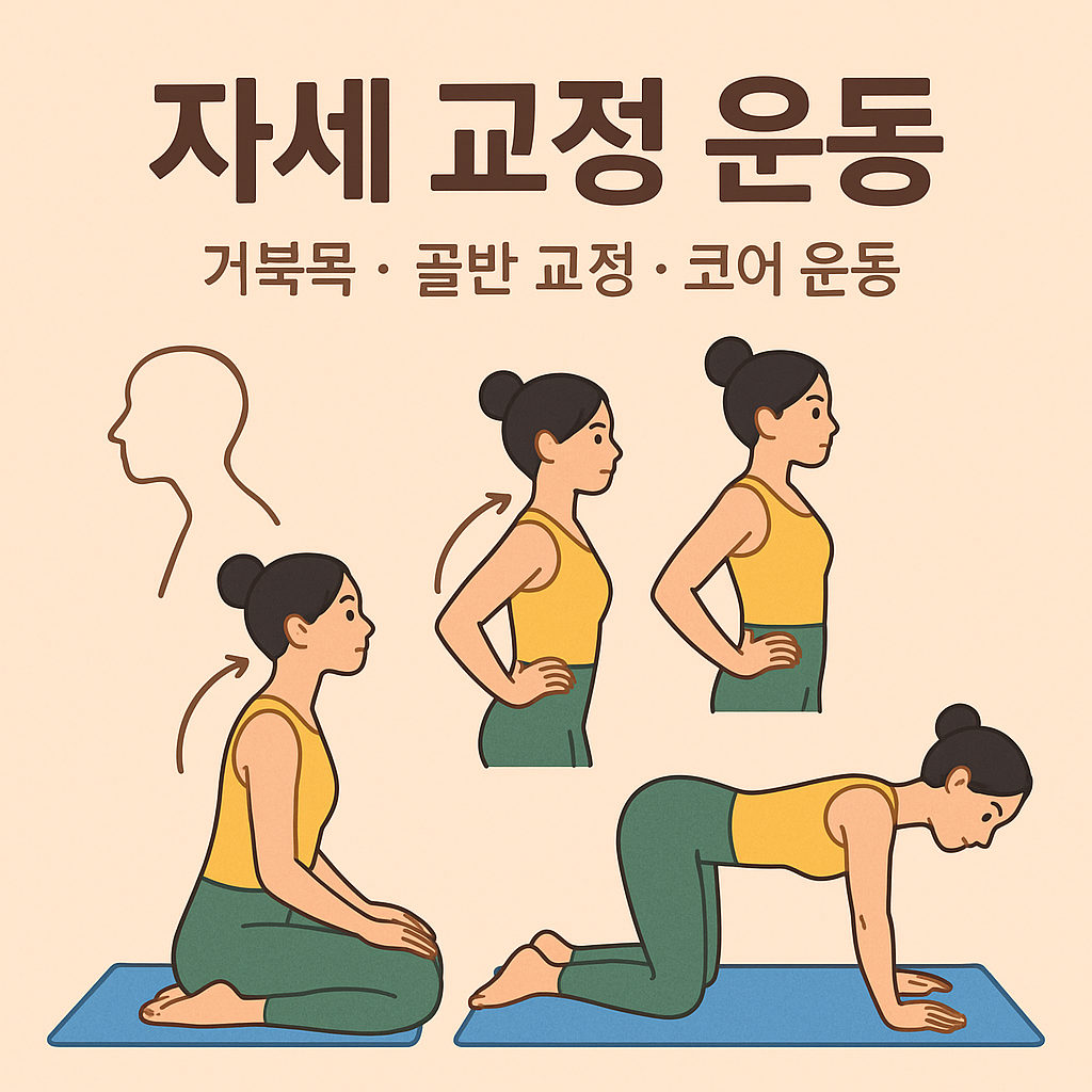 자세 교정 운동: 거북목, 골반 교정, 코어 운동 습관