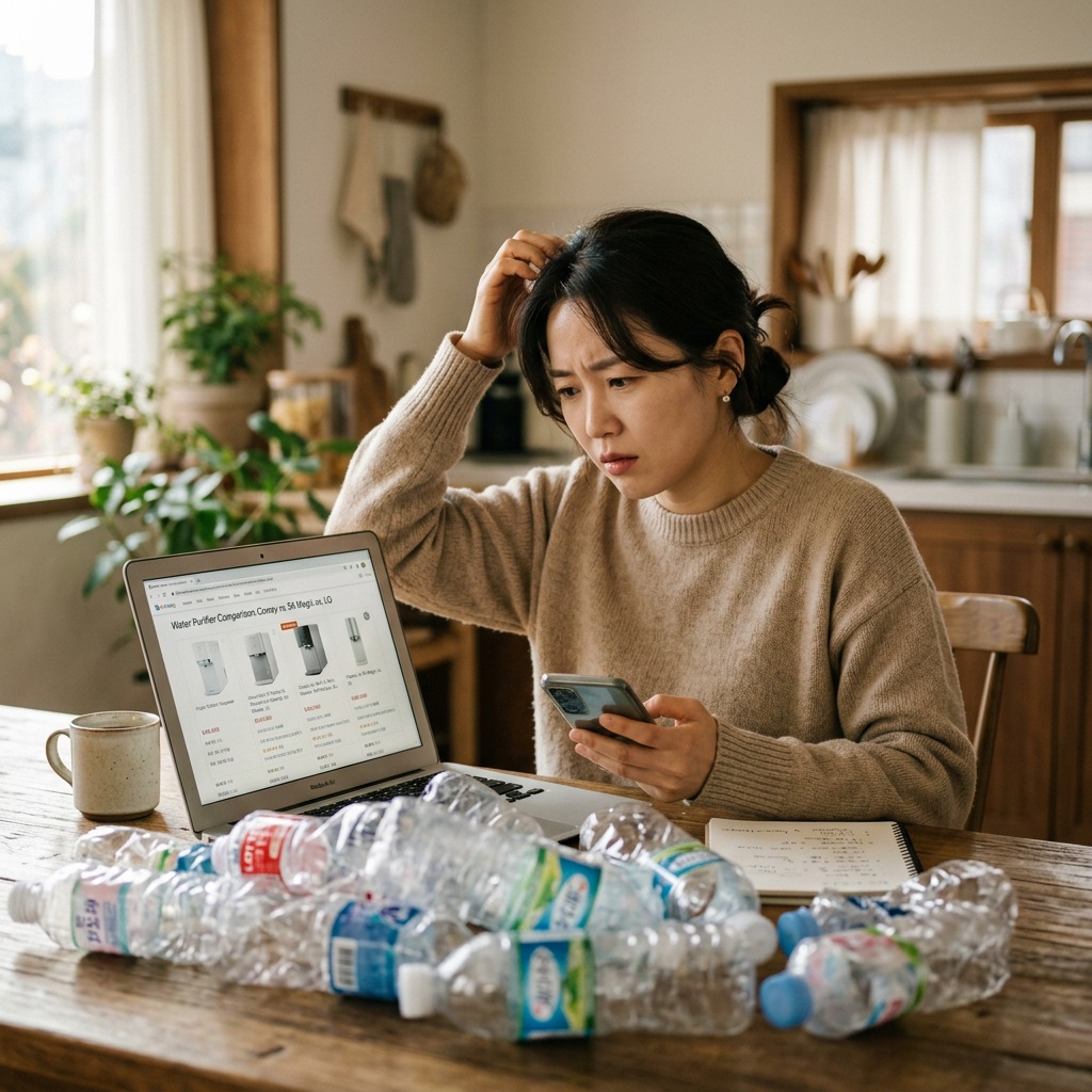 냉온수기 고르는법 주방 냉온수기 사용 장면