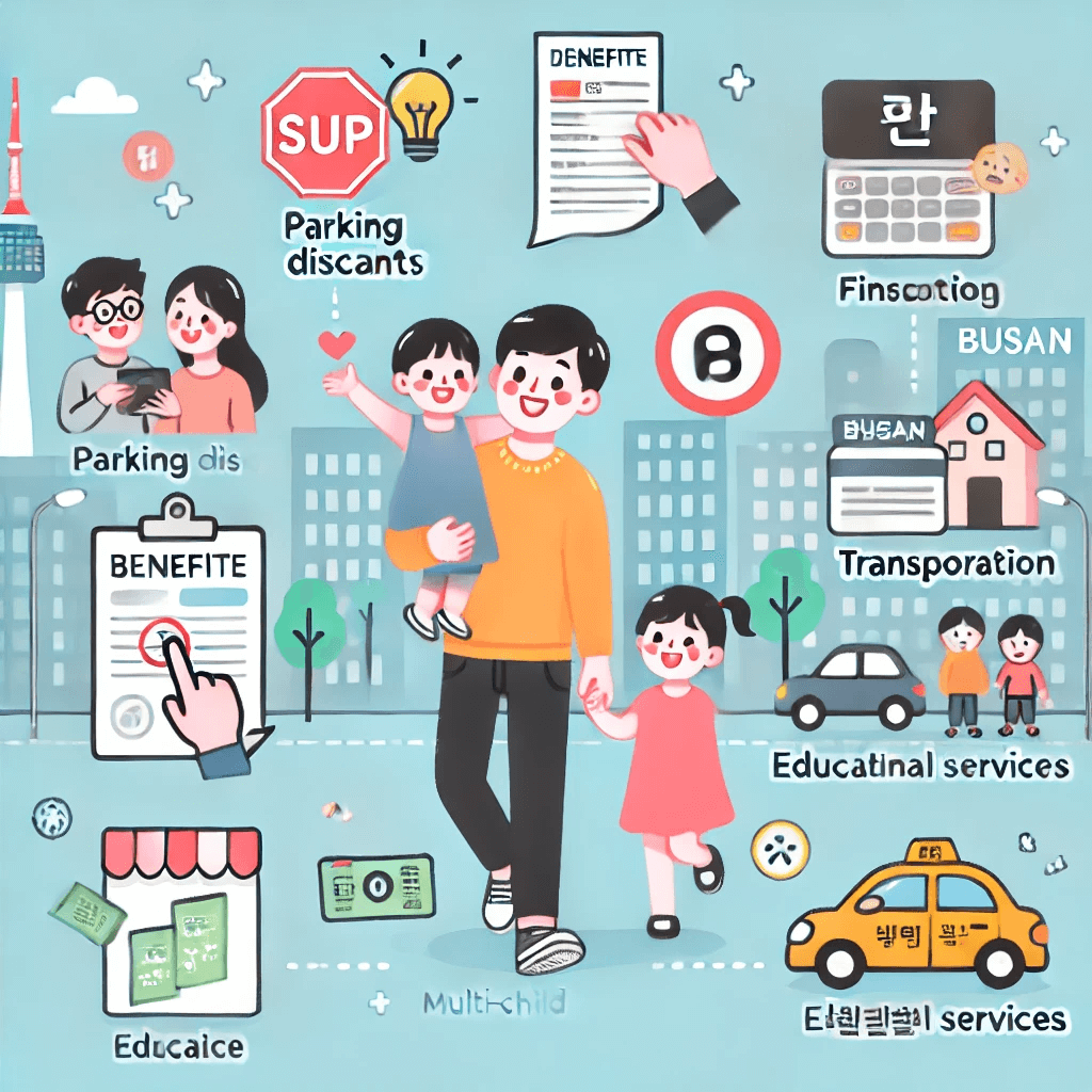 2024년 부산광역시 다자녀 혜택을 설명하는 그림