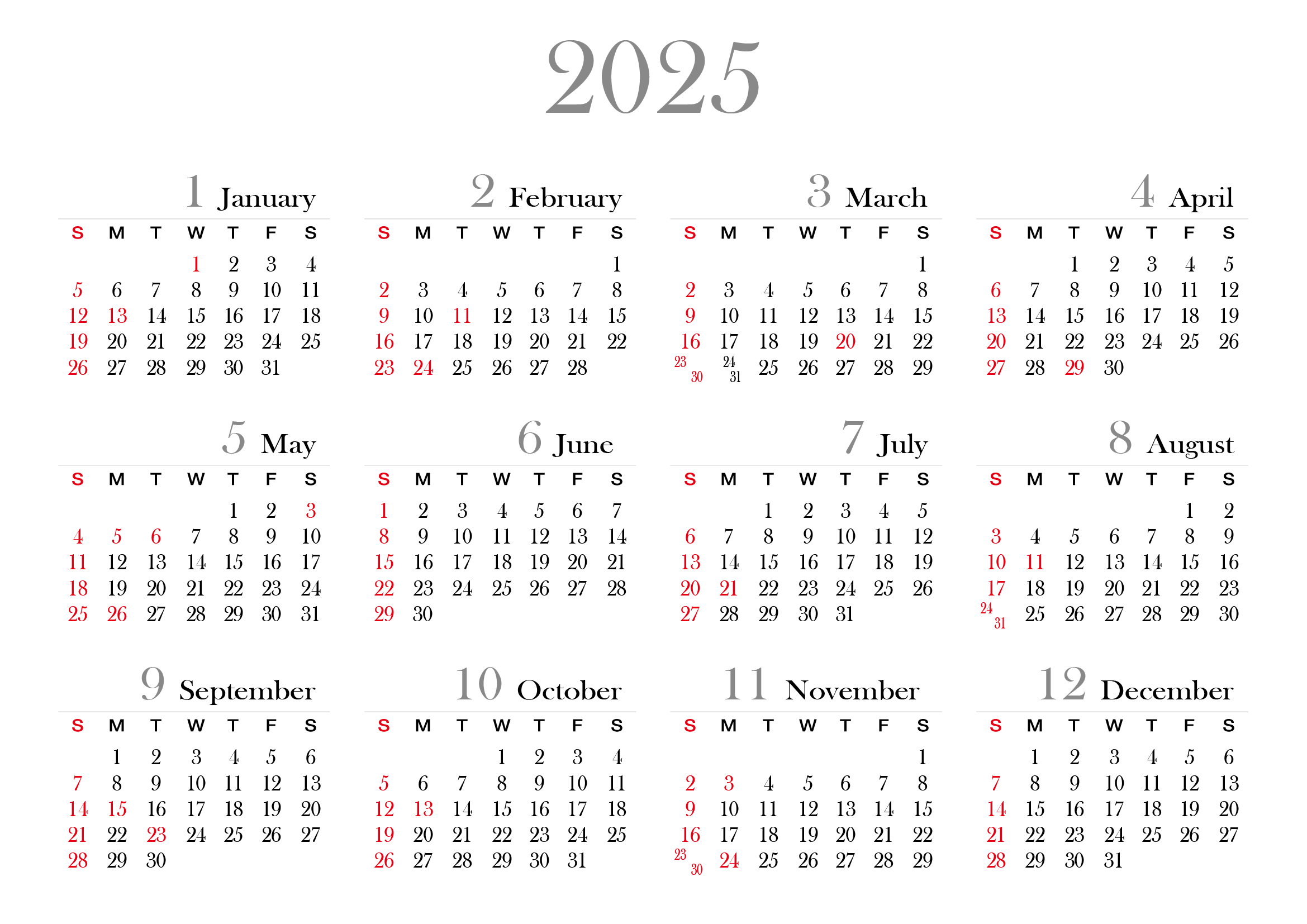 일본 2025년 달력