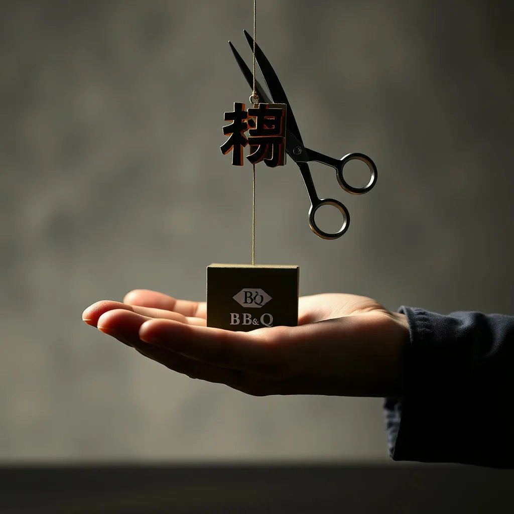 위메프 로고가 실처럼 위태롭게 매달려 있고, 그 실을 끊어버리는 가위(BBQ의 인수 불발)를 그립니다. 또는 위메프 로고가 담긴 작은 상자가 BBQ 로고가 있는 큰 손에 잡힐 듯 말 듯 아슬아슬하게 표현되어 희망과 절망의 교차를 보여줍니다.