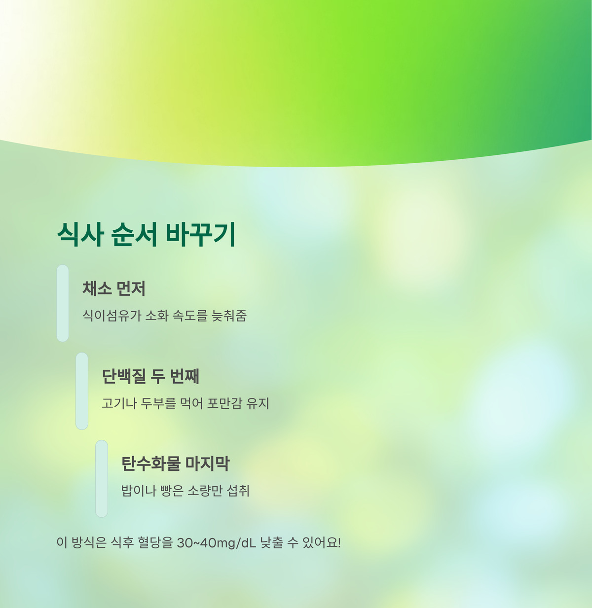 식사 순서 바꾸기 – 혈당 스파이크 줄이기