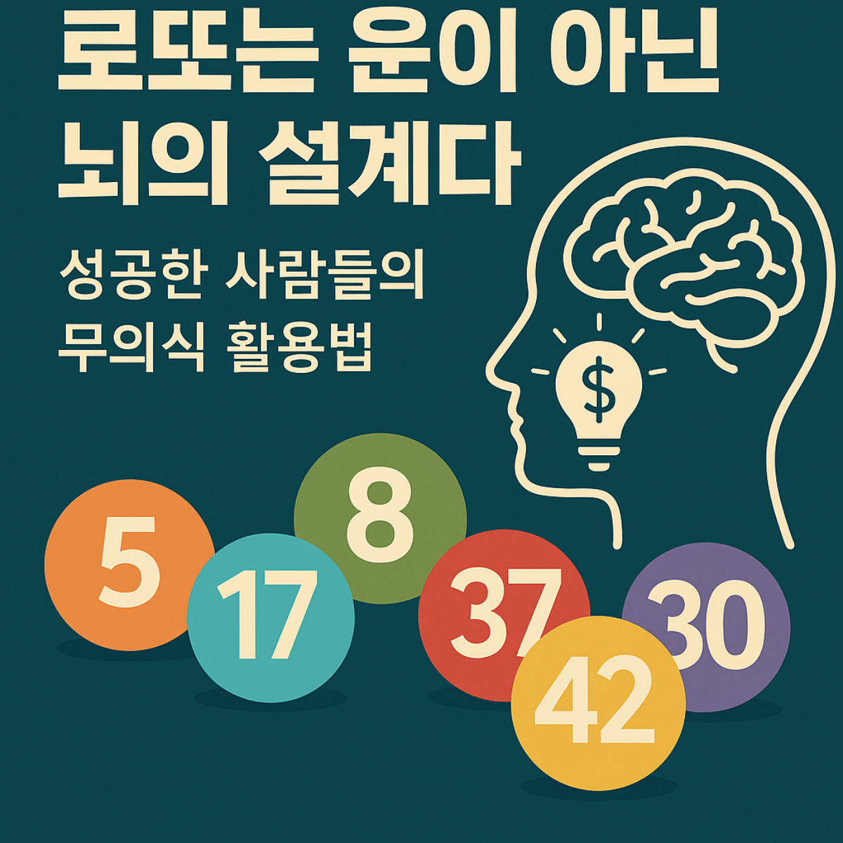 로또는 운이 아닌 뇌의 설계다. 무의식과 뇌과학을 활용한 로또 당첨 전략 인포그래픽. 성공한 사람들의 번호 선택 패턴과 심리적 접근