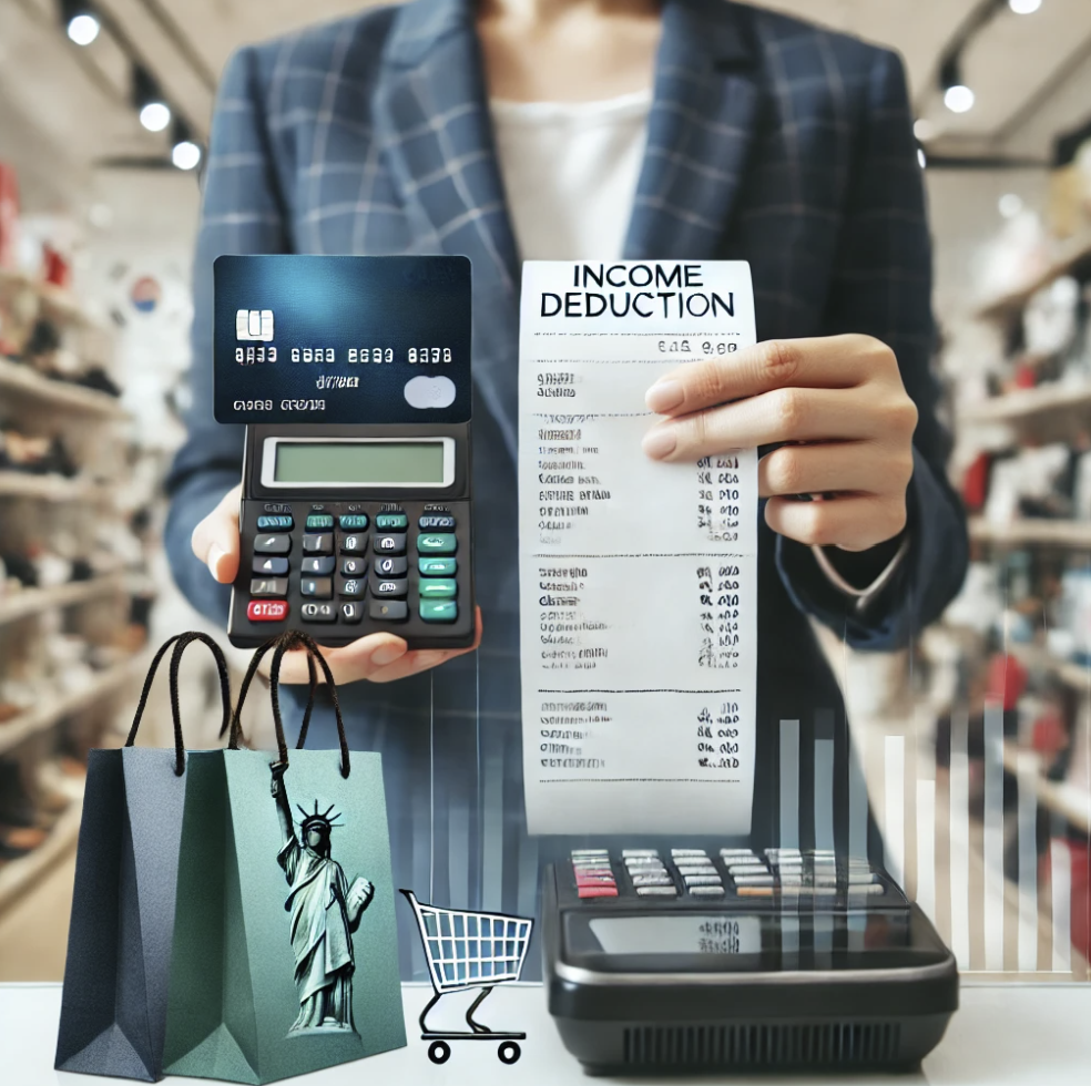 소득공제혜택을 받기위해 영수증을 챙기는 모습