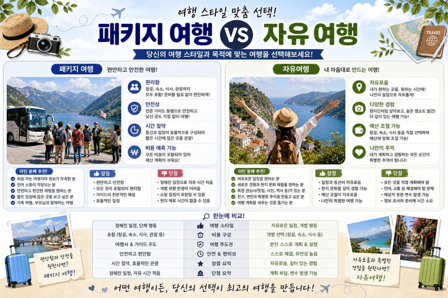 패키지 vs 자유여행 관련 사진
