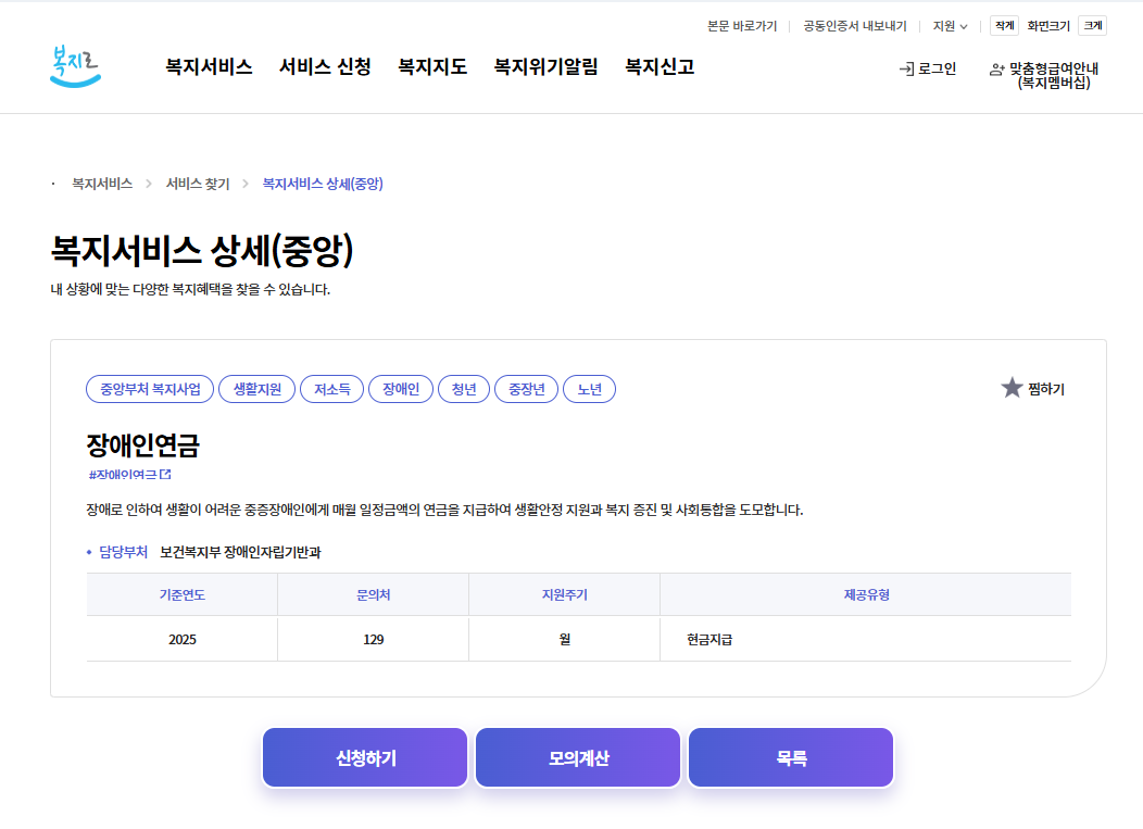 장애인 연금 지급대상 수급자격 신청방법