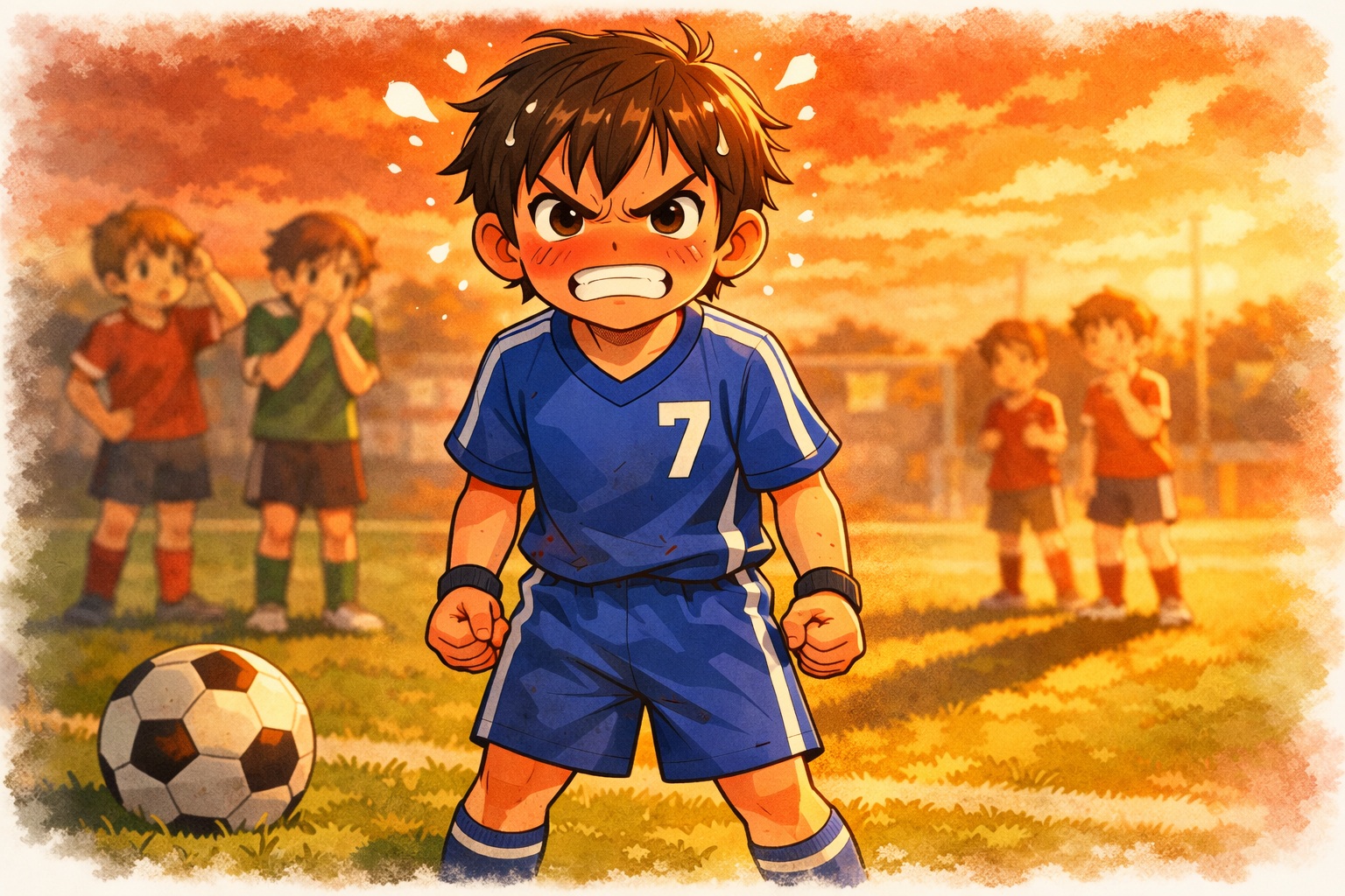 심판의 휘슬에 화가 난 민준이