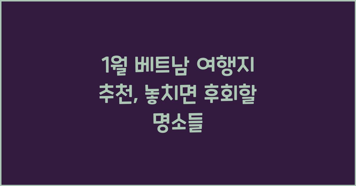 1월 베트남 여행지 추천