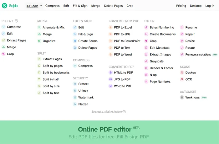 무료 PDF 편집 프로그램 TOP5 다운로드 Sejda PDF Editor
